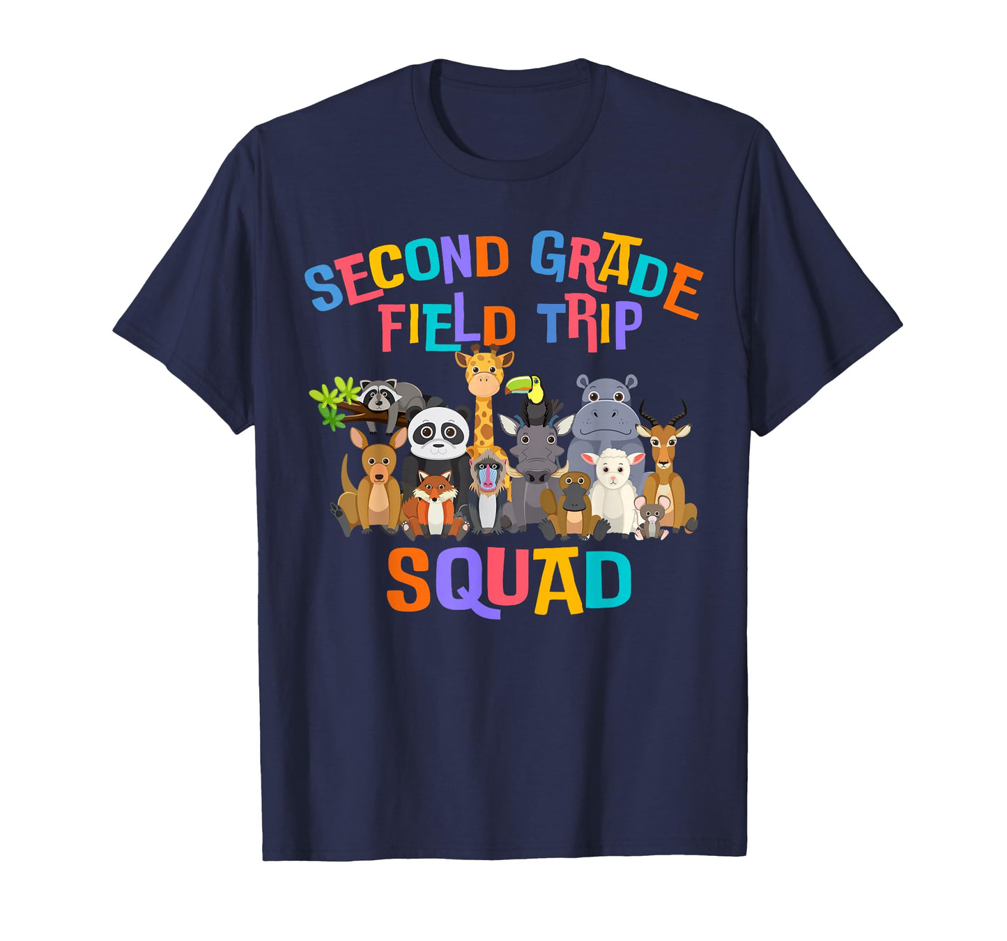 2nd Second Grade Field Day Trip Squad 2025 Funny Zoo Animal T-Shirt