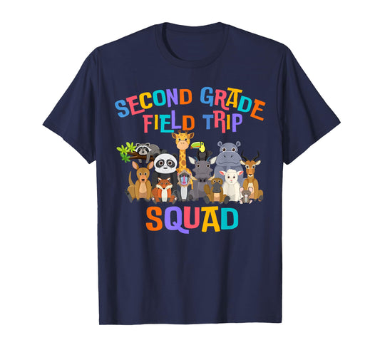 2nd Second Grade Field Day Trip Squad 2025 Funny Zoo Animal T-Shirt