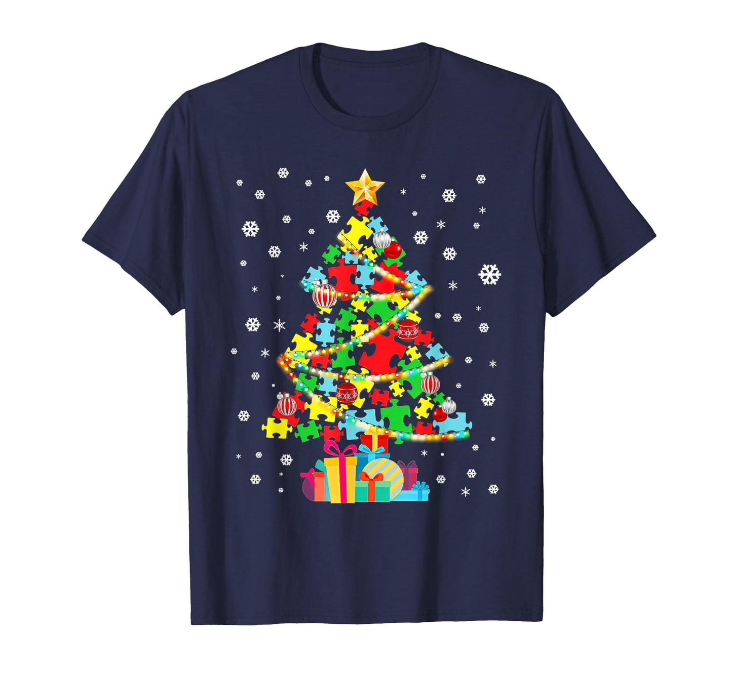 Autism Tree Christmas Pajama Autism Awareness Holiday T-Shirt