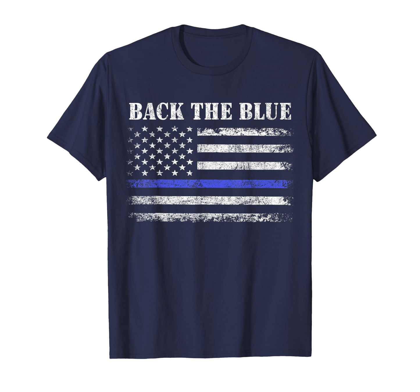 Back The Blue Thin Blue Line American Flag Police Support T-Shirt