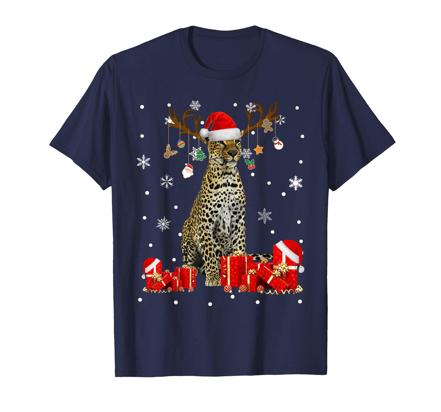 Christmas Cheetah Funny Santa Reindeer Cheetah Lover Gifts T-Shirt