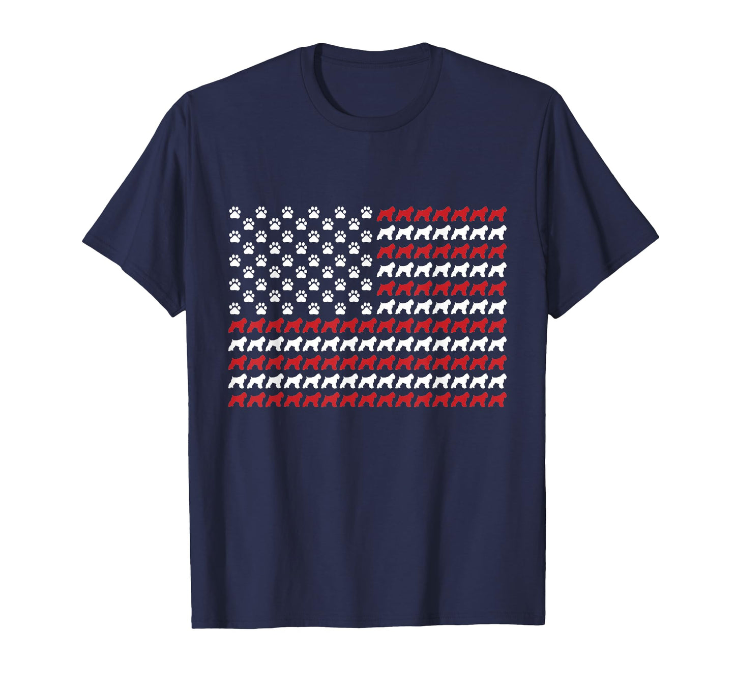Bouvier des Flandres 4th of July Dog Paw Print T-Shirt