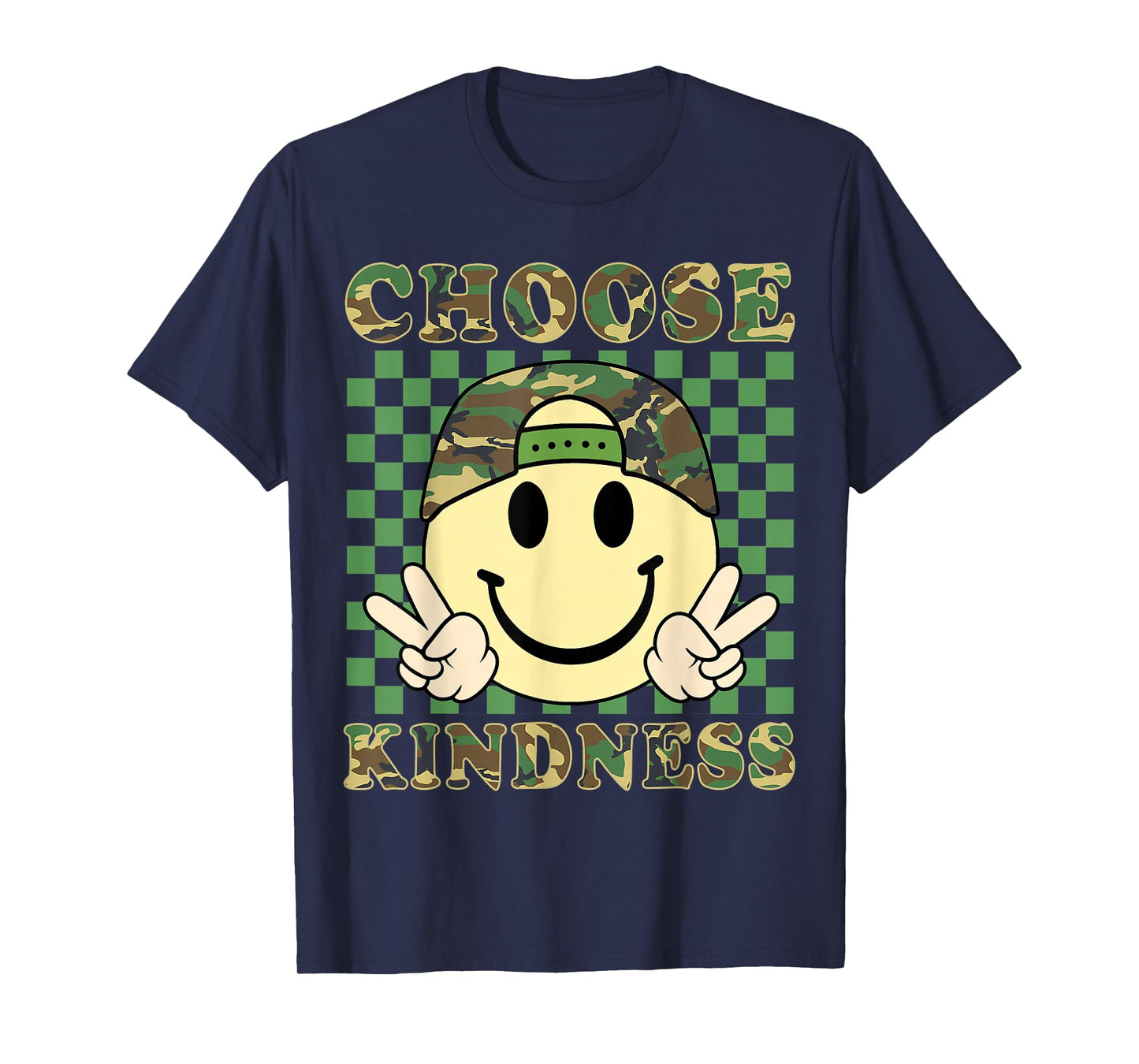 Choose Kindness Retro Camo Be Kind Inspirational Kids Boys T-Shirt