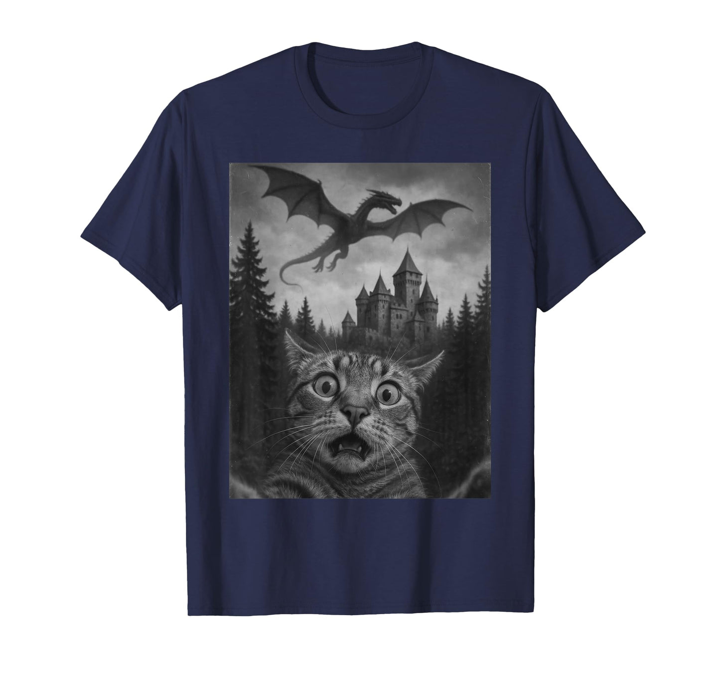 Cat Selfie with Dragon Funny Graphic Men Women Kids T-Shirt