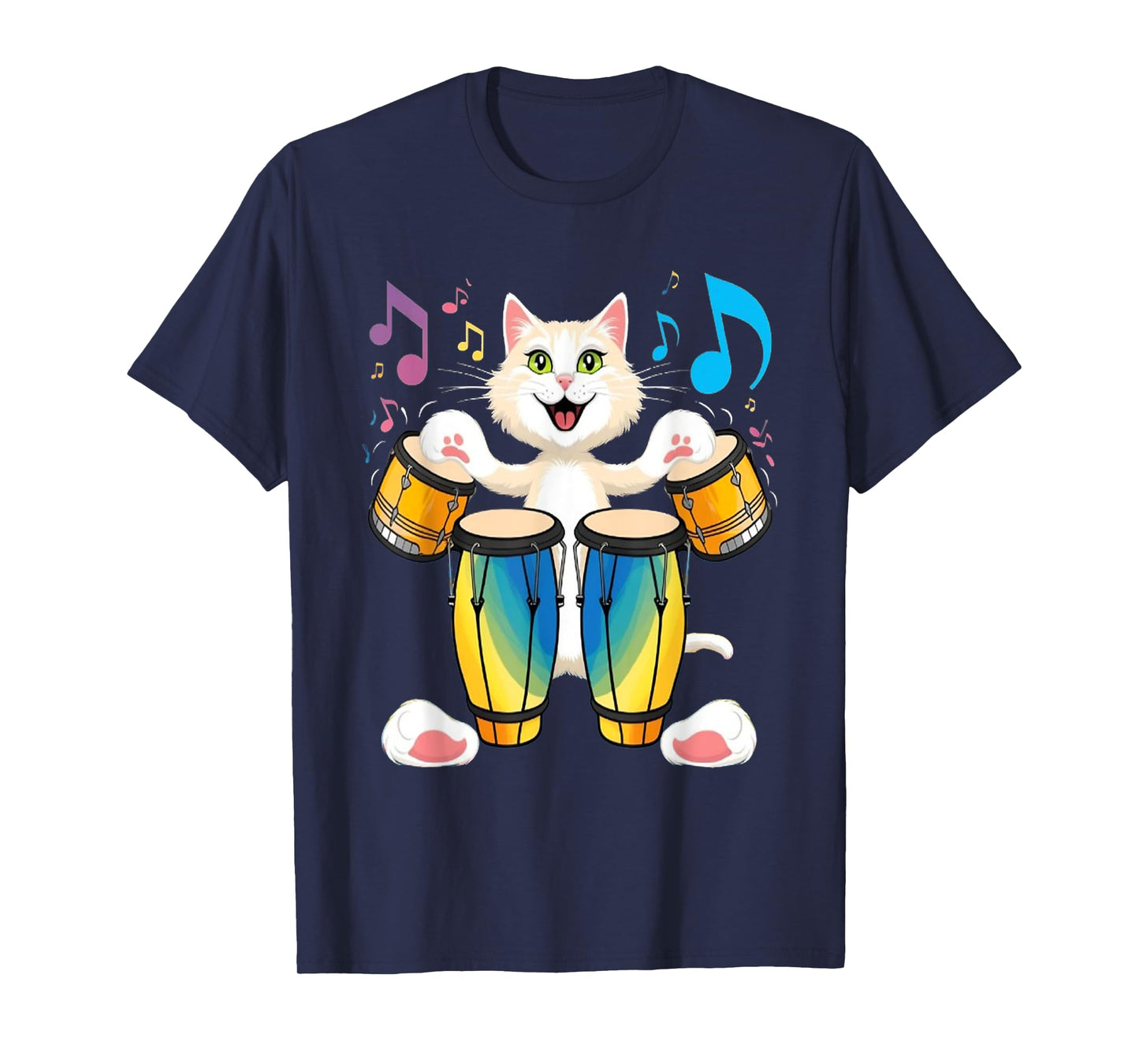 Cat Playing Bongo T-Shirt for Men Women Kids
