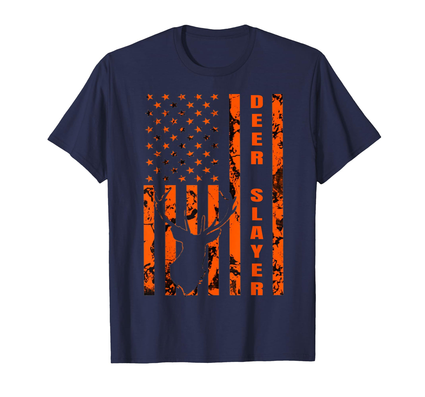 Hunter Orange Camo American Flag Deer Slayer Hunting Lover T-Shirt