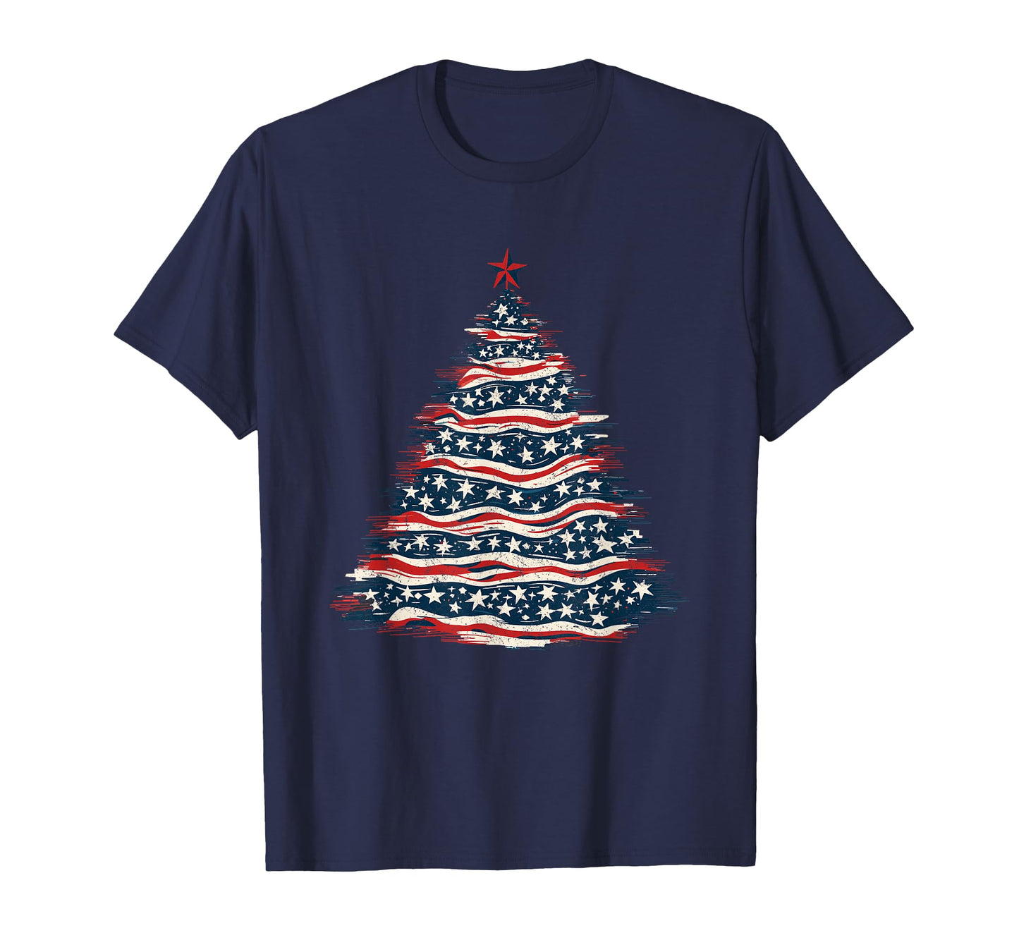 Patriotic American Flag Christmas Tree T-Shirt