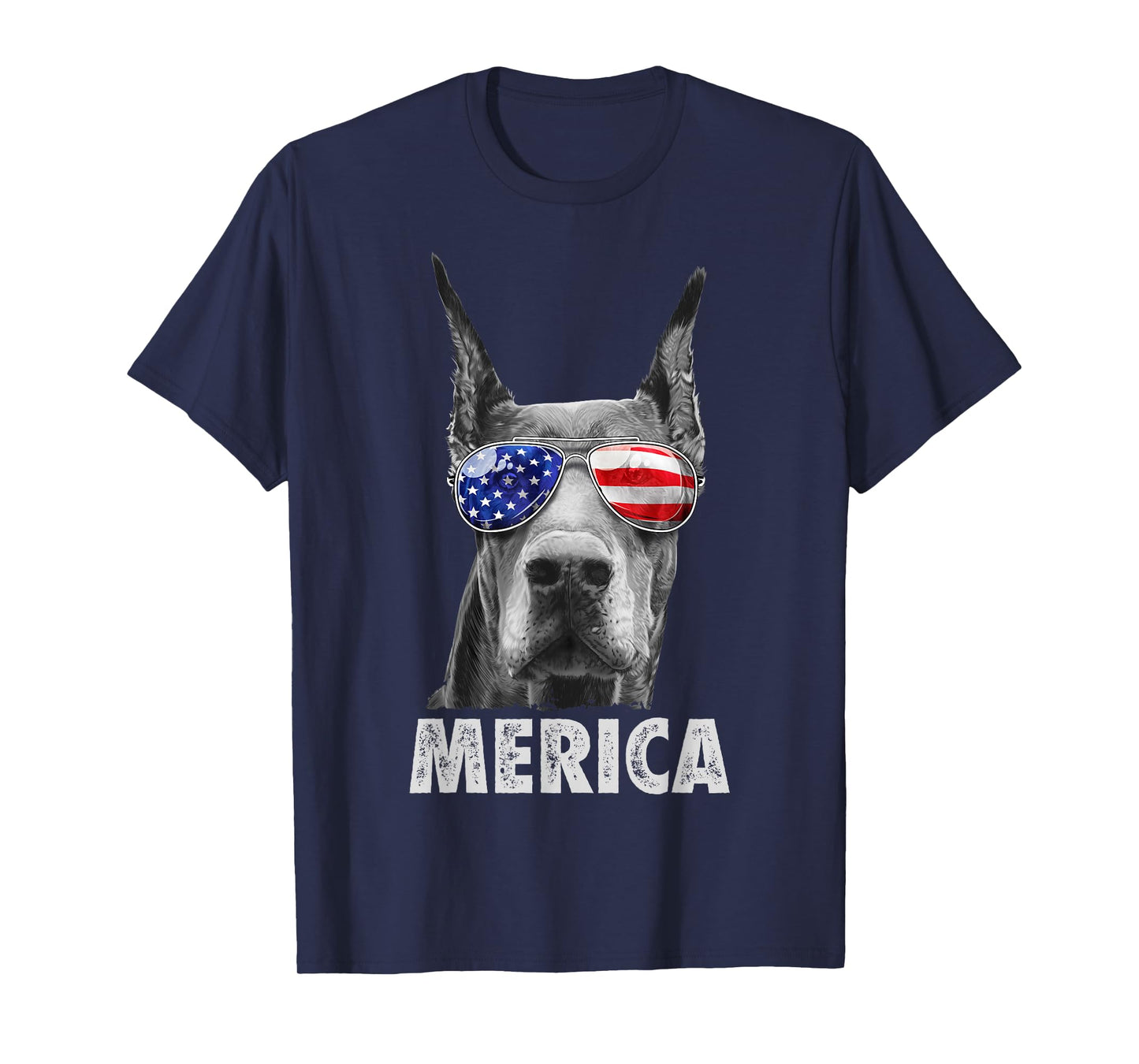 Doberman 4th of July Merica Men American Flag Sunglasses T-Shirt
