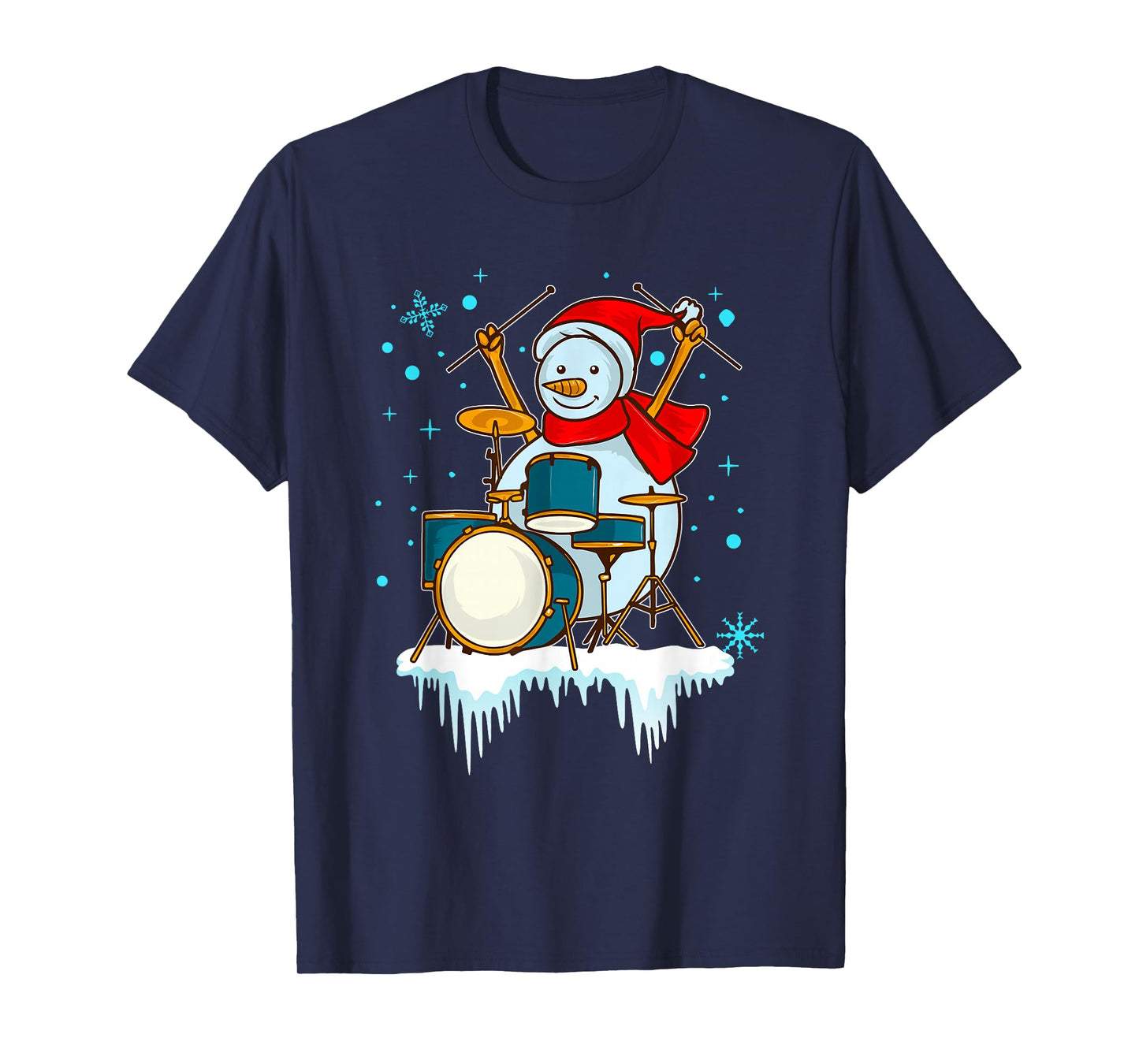Snowman Drummer Christmas Drums Percussionist T-Shirt