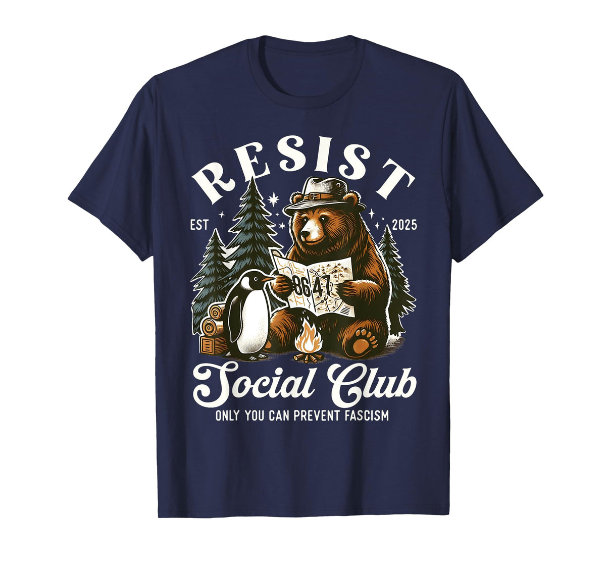 Resist Social Cub Bear Penguin T-Shirt