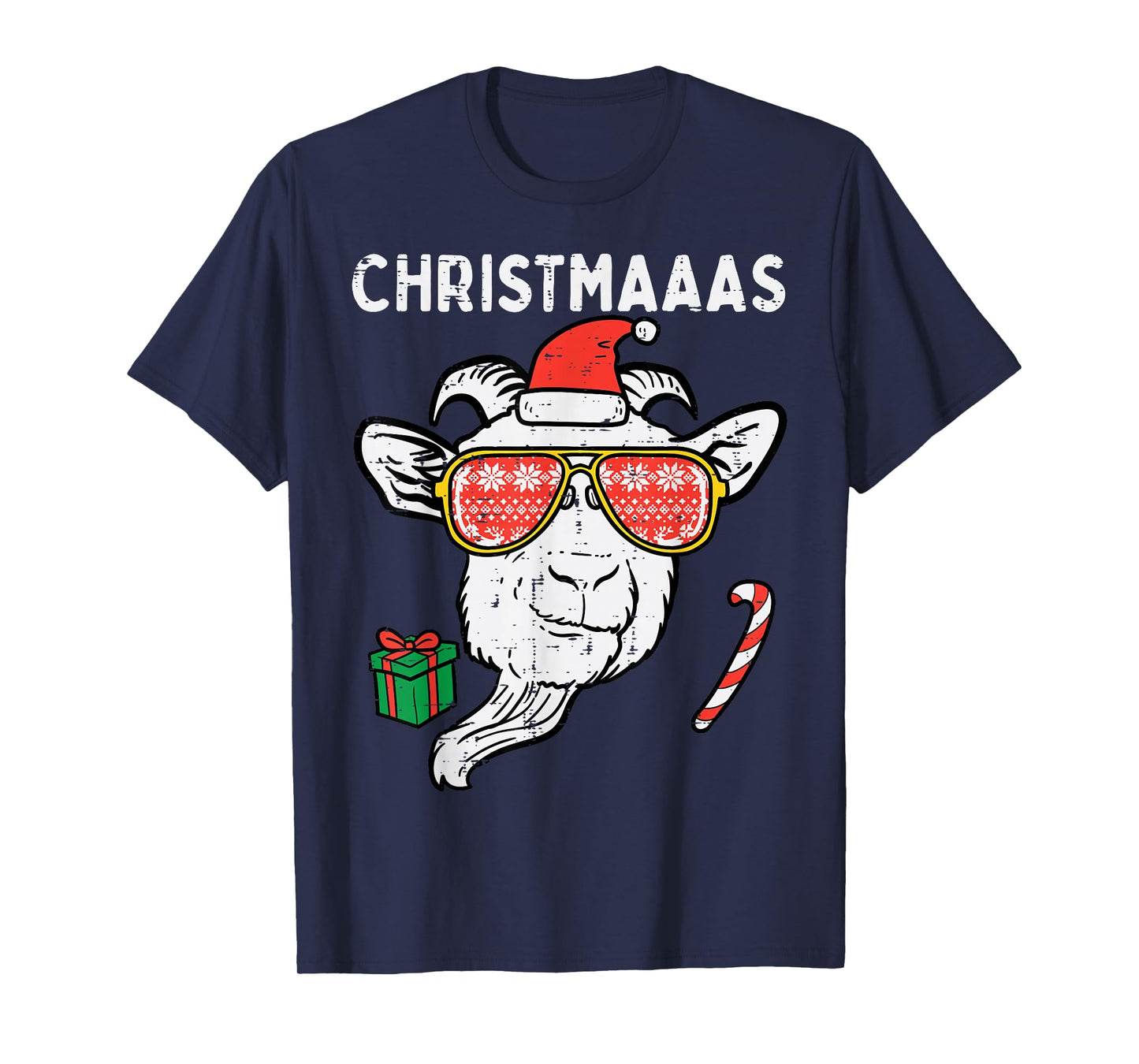 Christmas Goat Santa Xmas Farm Animal Farmer Men Women Kids T-Shirt