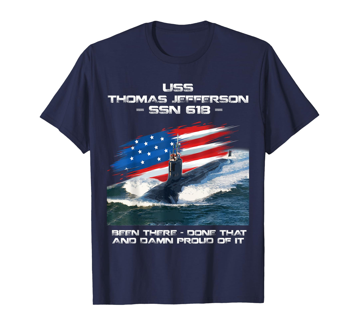 USS Thomas Jefferson SSN-618 American Flag Submarine Veteran T-Shirt for Women Men