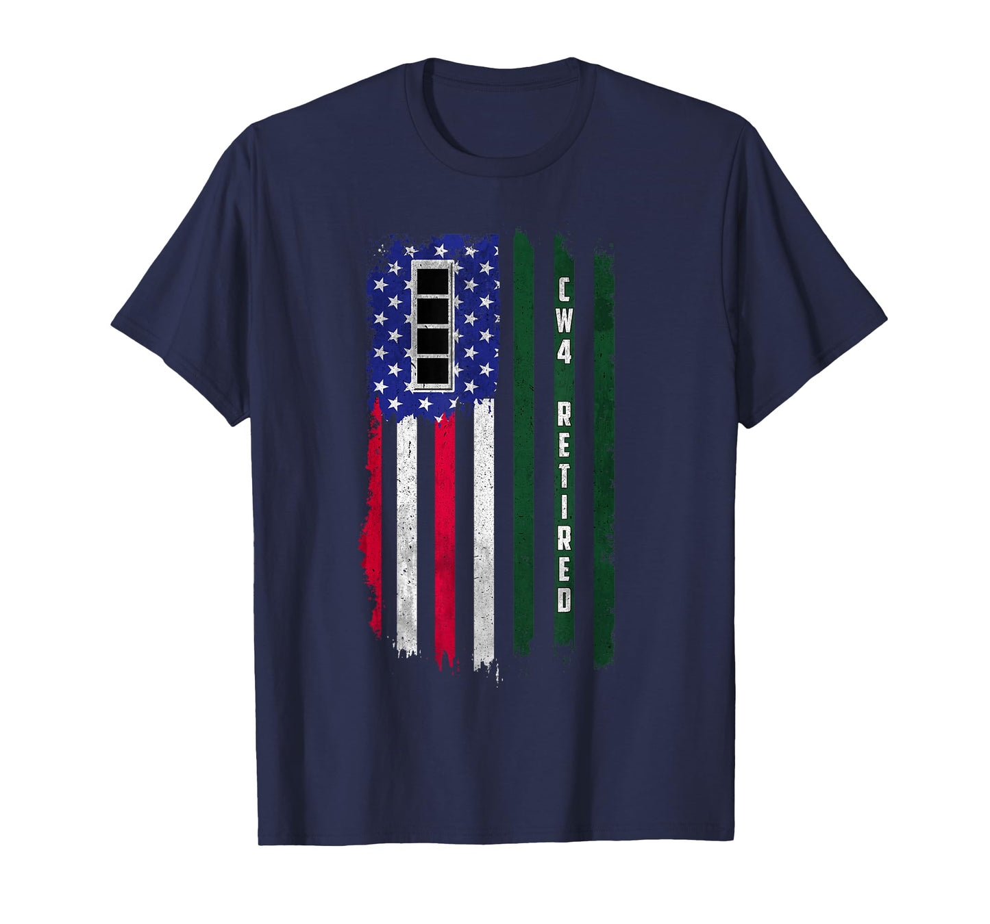 Retired W4 Chief Warrant Officer CW4 Rank American Flag Papa T-Shirt
