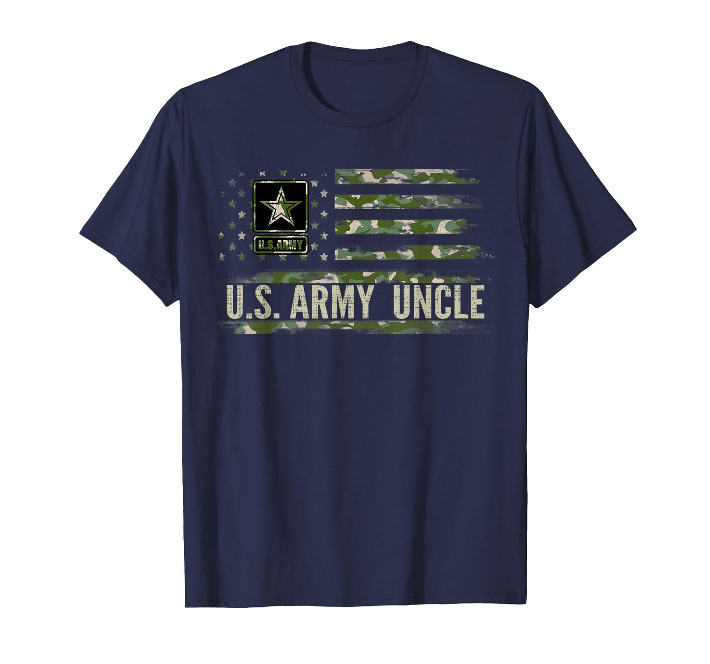 Vintage U.S Army Uncle With Camo American Flag Veteran Gift T-Shirt