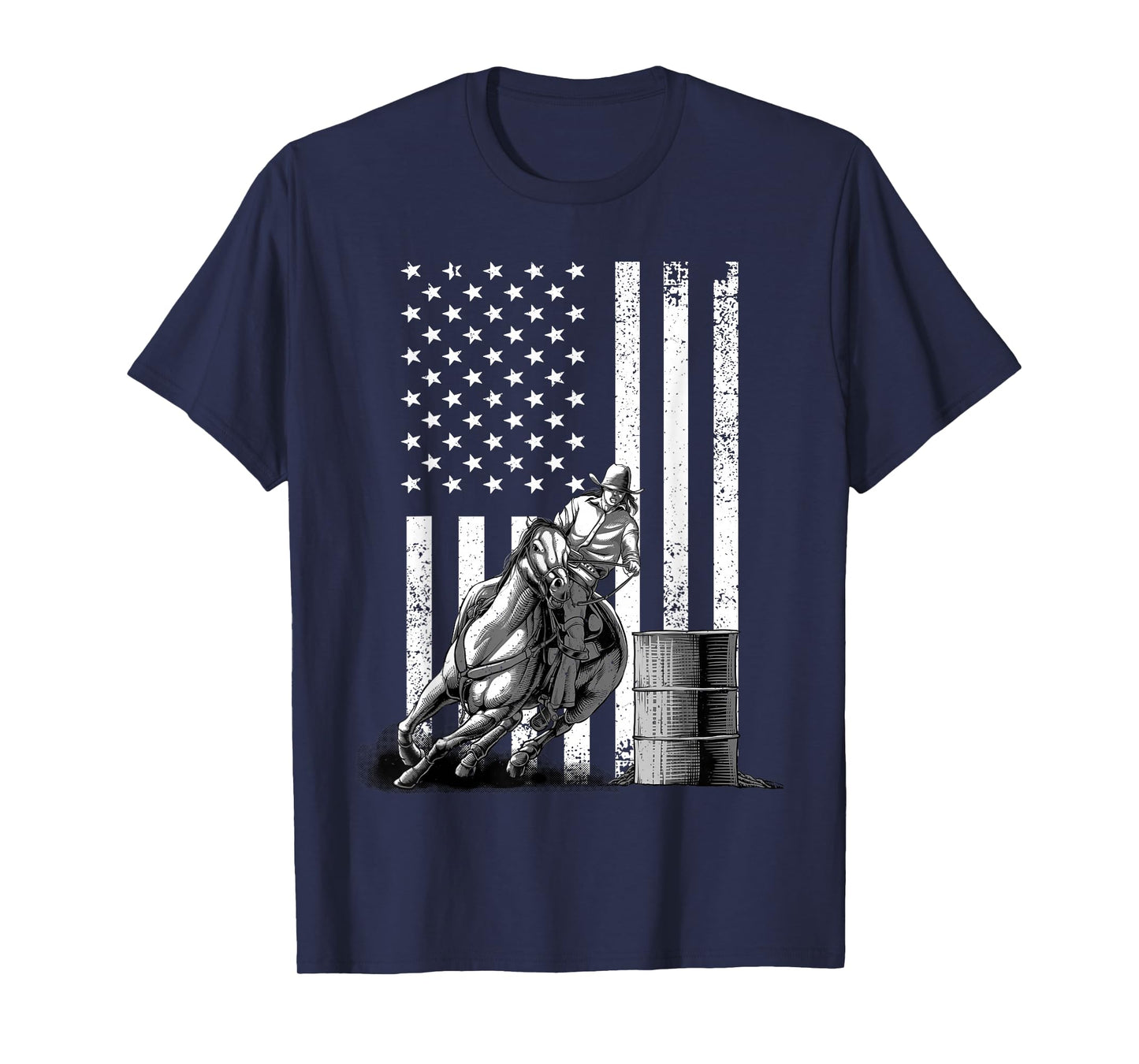 Cool Barrel Racing for Men Women Barrel Racer Rodeo US Flag T-Shirt