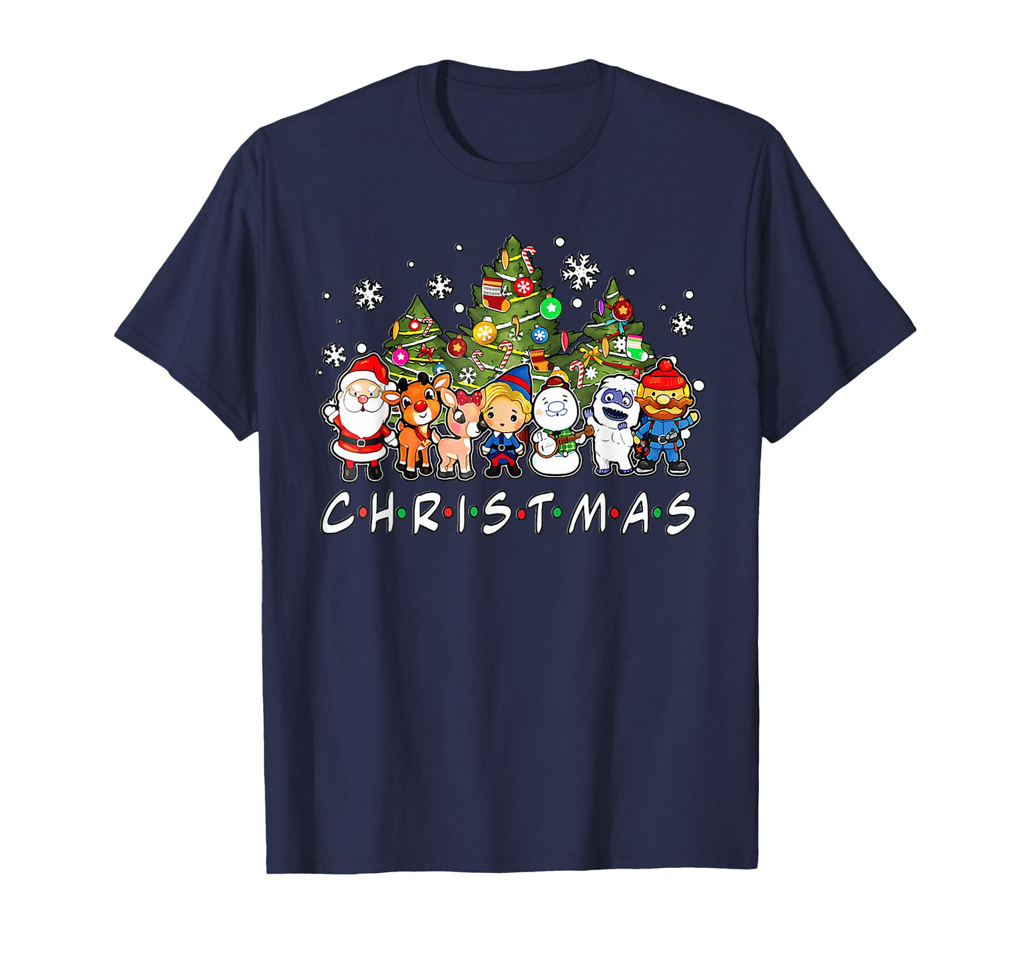 Christmas Santa Friends Rudolph Snowman Family Xmas Pajamas T-Shirt