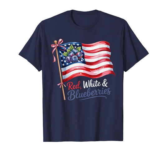 Red, White and Blueberries American Flag Women Men T-Shirt