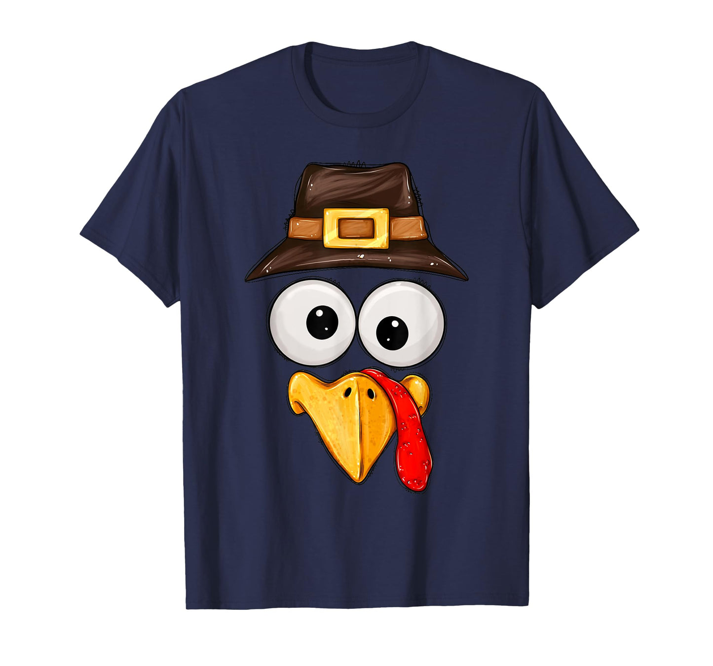 Cute Turkey Face Glasses Boys Kids Mens Thanksgiving Family T-Shirt