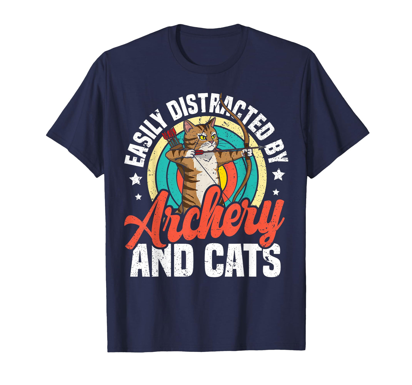 Funny Cat Parent Easily Distracted By Archery And Cats T-Shirt