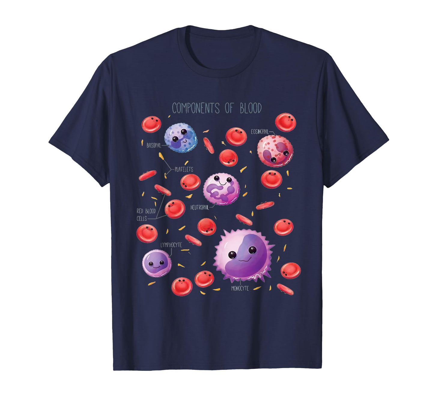 Cute Funny White And Red Blood Cells Components Of Blood T-Shirt