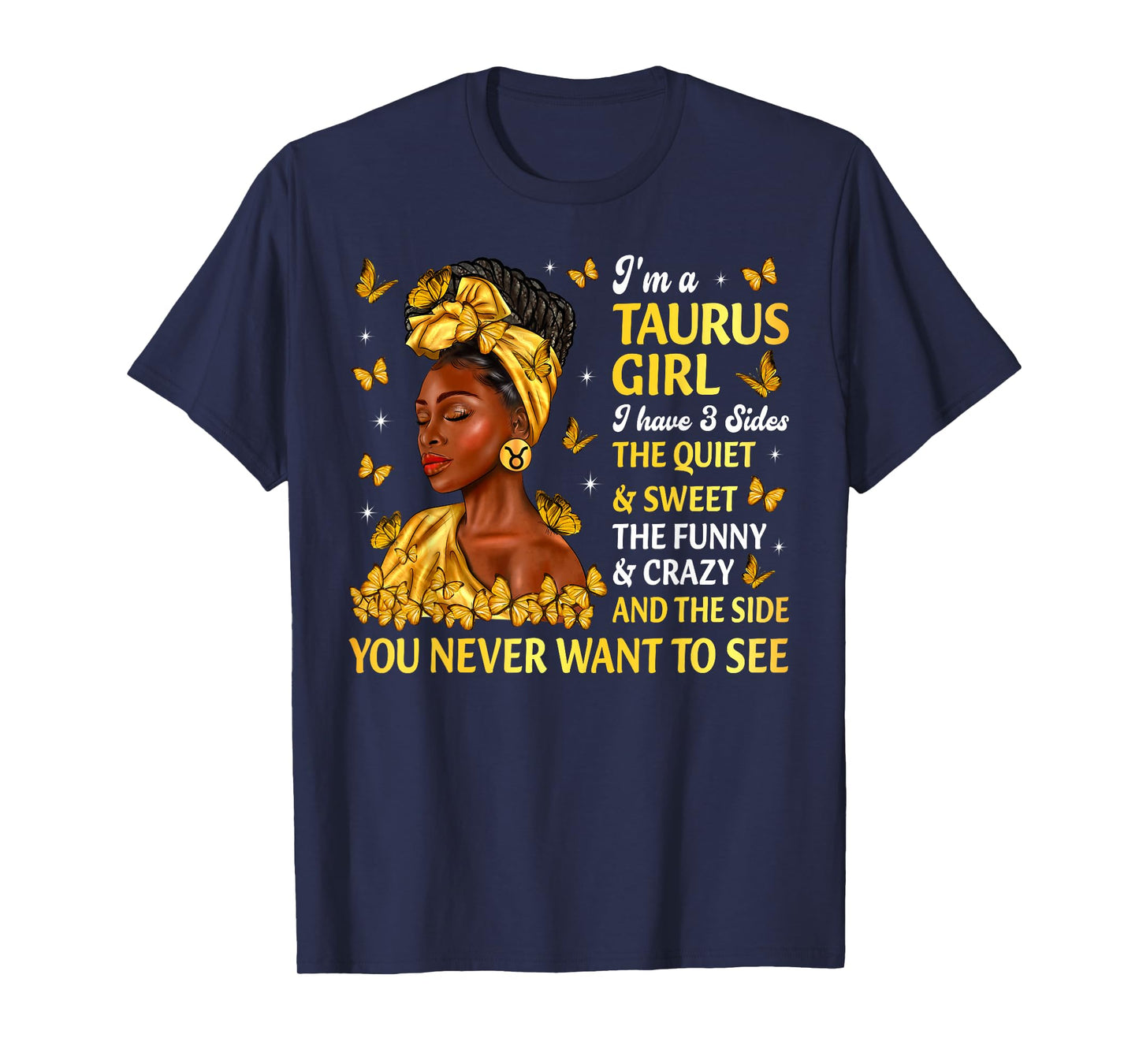 Taurus Girl Happy Bday Zodiac Black Girls Afro Women T-Shirt