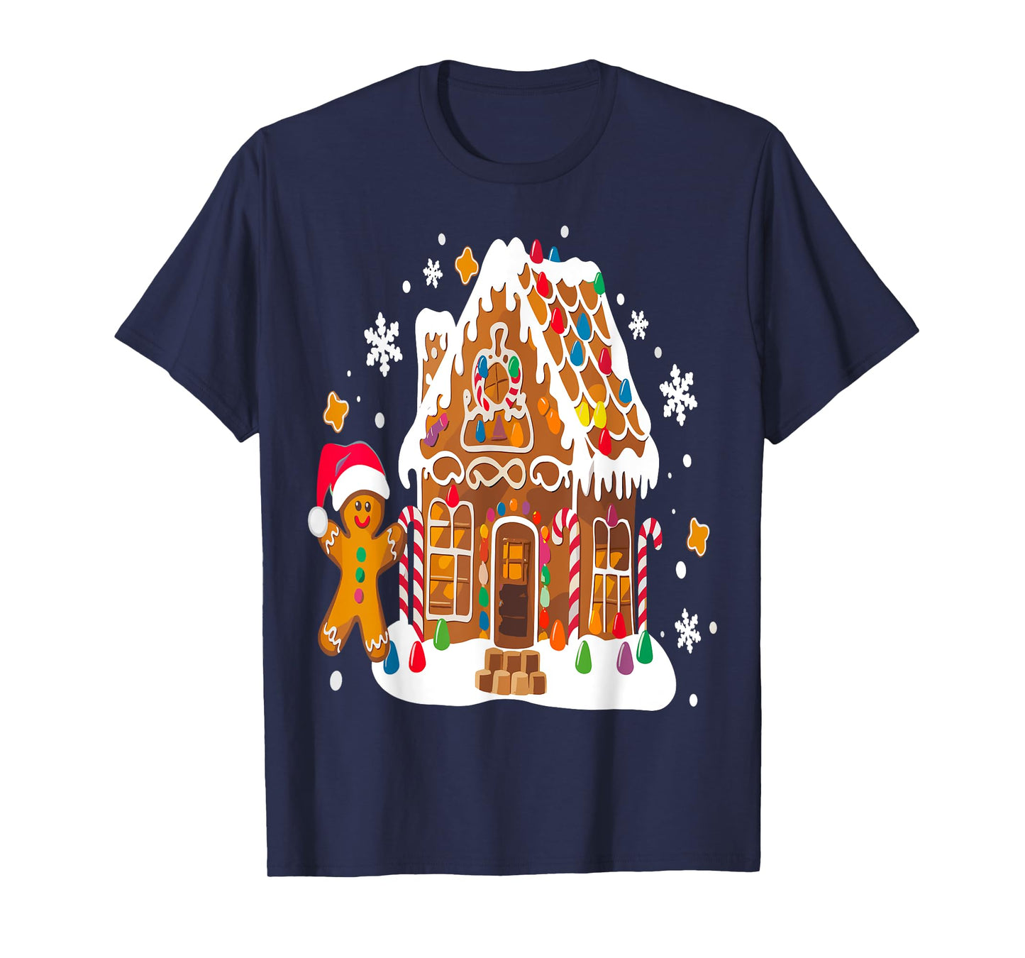 Gingerbread Houses and Snowflakes Sweet Christmas T-Shirt