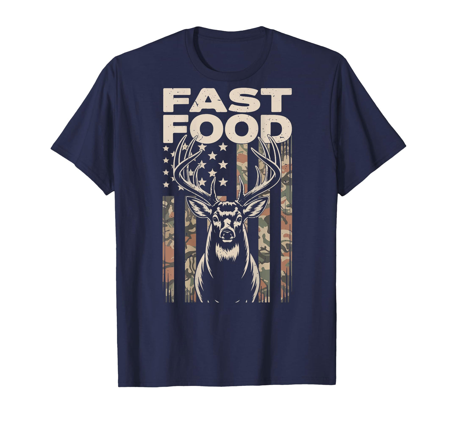 Men Camo Deer Hunting Funny Dad Jokes Fast Food Hunter Youth T-Shirt
