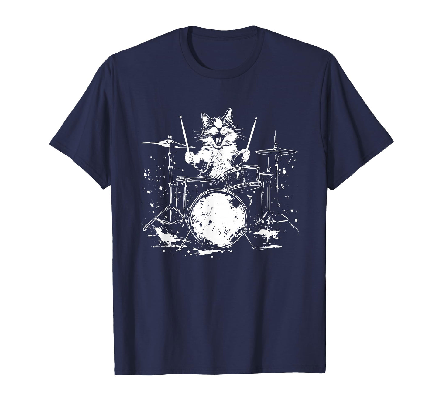 Funny Cat Drummer Drums Drumming Music Lover T-Shirt