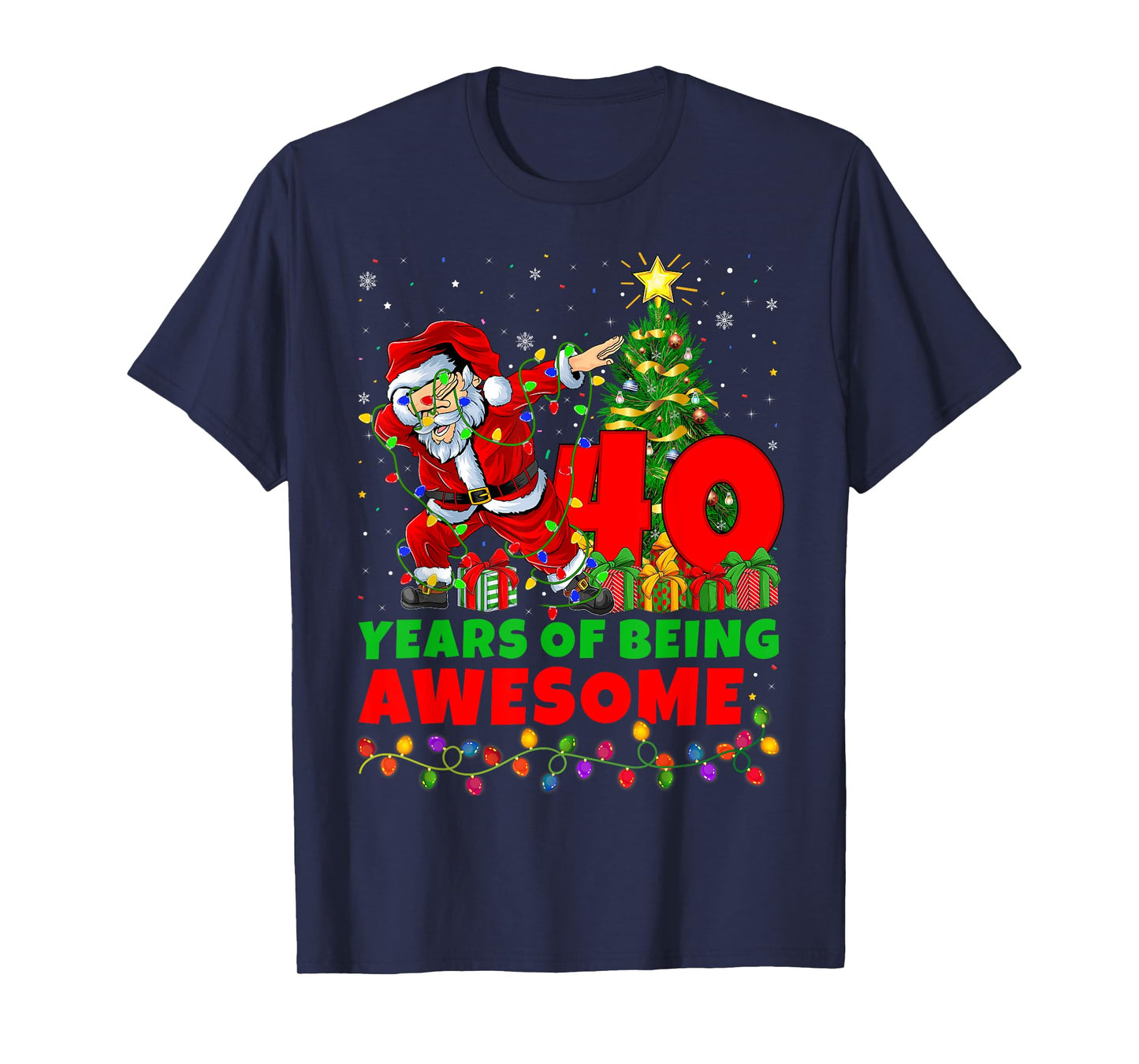 40 Years Of Being Awesome Santa 40th Birthday Christmas T-Shirt