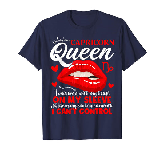 Myassil Capricorn Queen Birthday Zodiac Sign Funny Lips T-Shirt