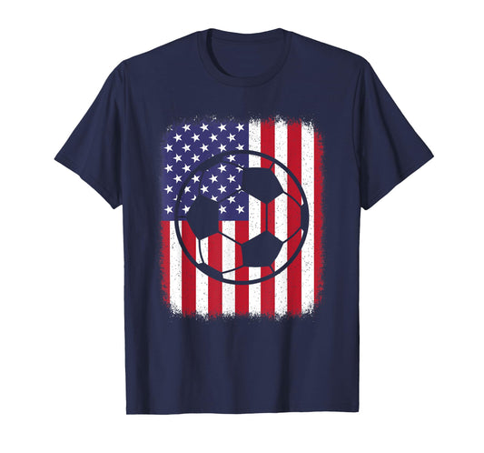 American Flag Vintage Soccer Player Men Women Kids T-Shirt