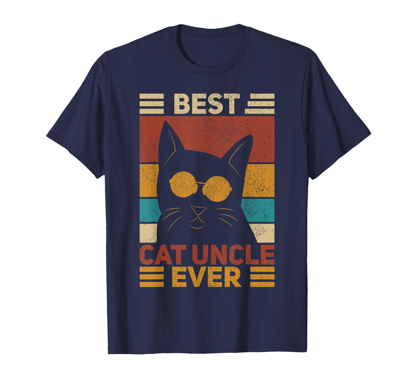 Best Cat Uncle Ever Men Cat Lover Black Cat Themed Funny Cat T-Shirt