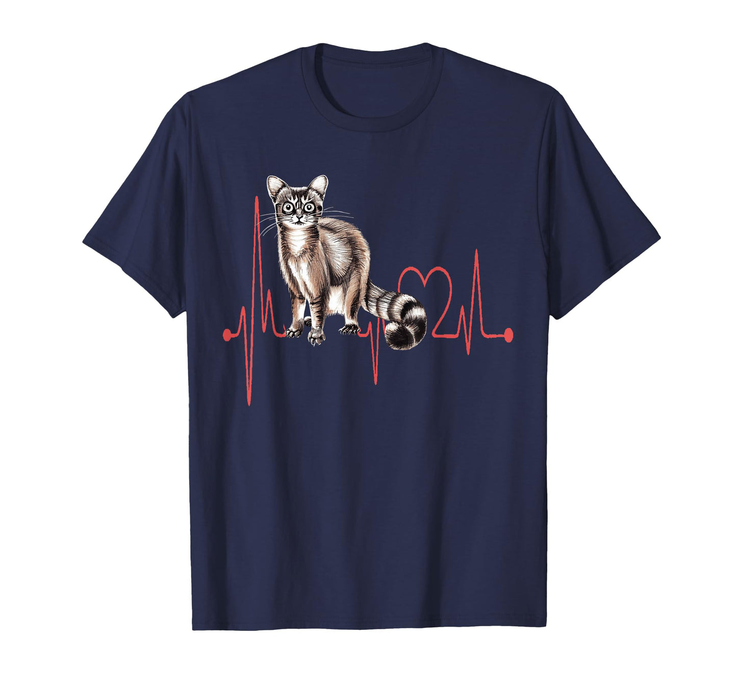American Ringtail Cat Heartbeat EKG Funny I Love My Cat T-Shirt