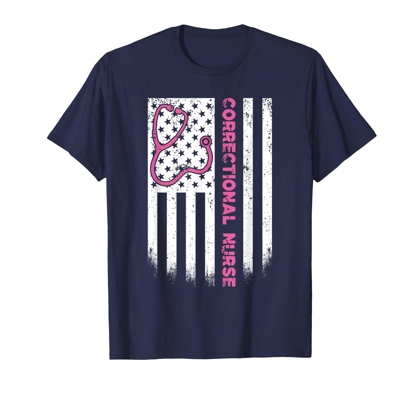 Correctional Nurse American flag US Stethoscope RN Patriotic T-Shirt