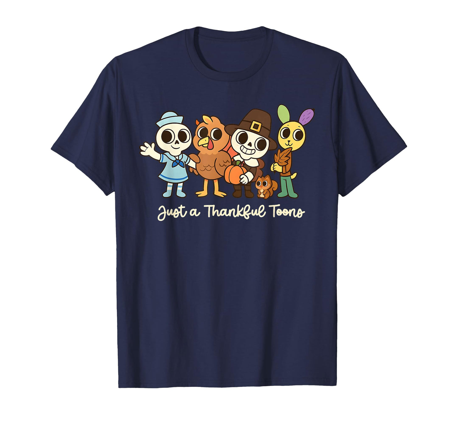 Cute Thanksgiving World Just a Thankful Toons Boys Kids Tee T-Shirt