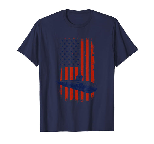 Patriotic Submarine American Flag Submariner Veteran Design T-Shirt
