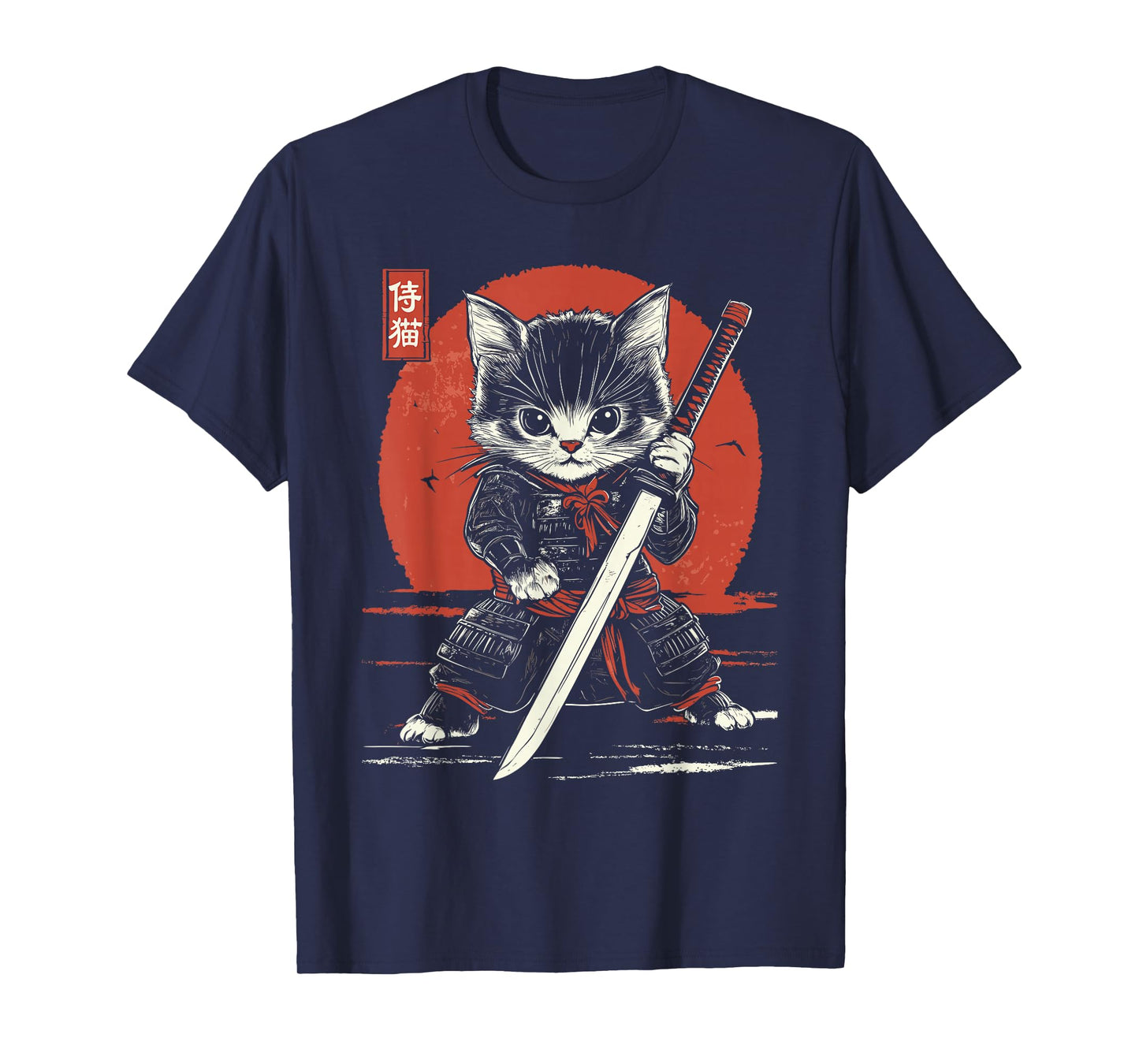 Japanese Samurai Cat Kawaii Ninja Cat T-Shirt