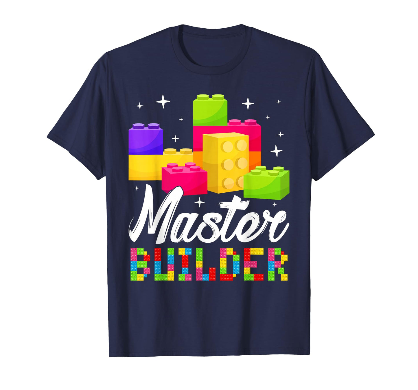 Funny Master Builder Building Block Bricks Lovers Kids Boys T-Shirt