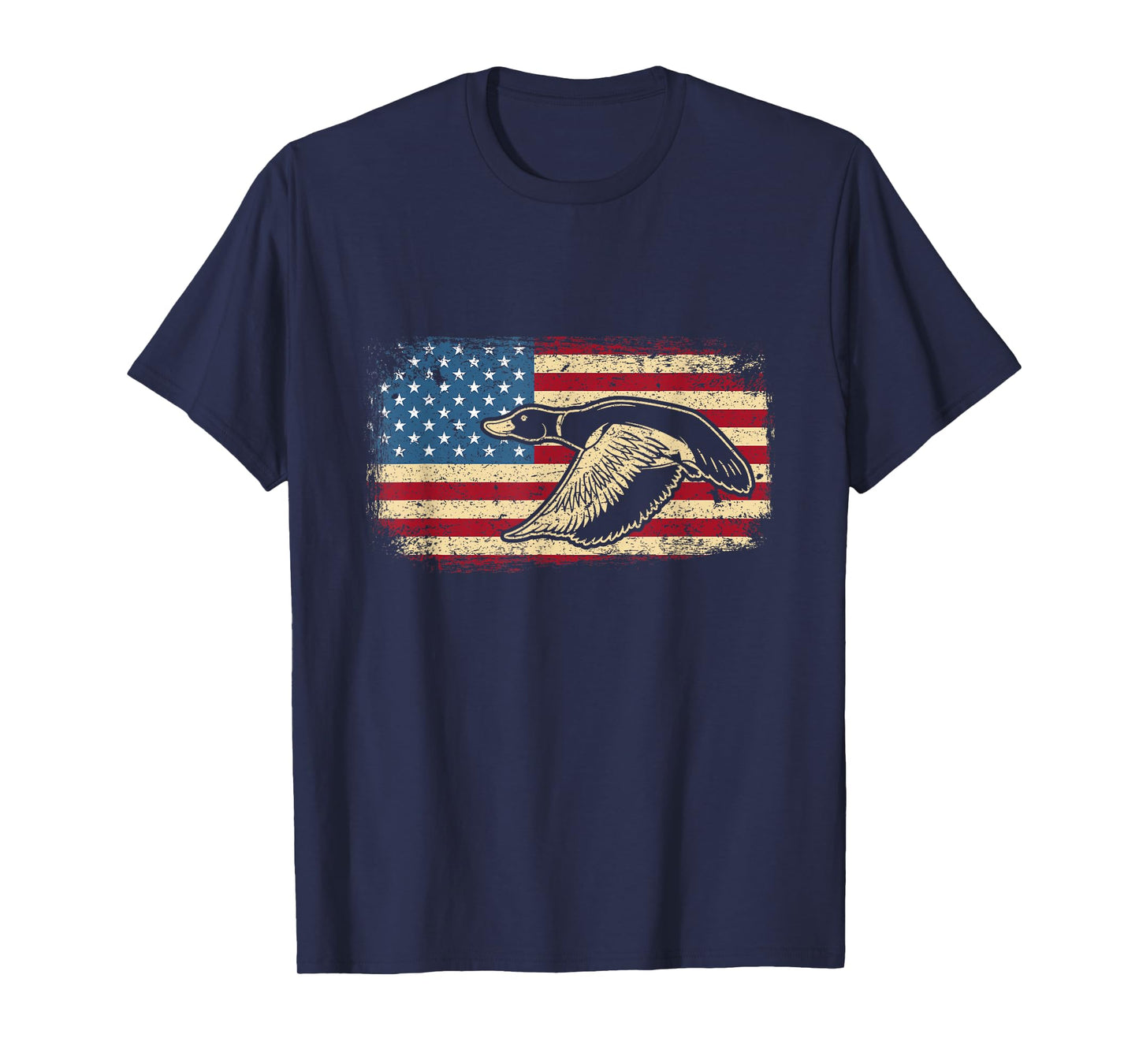USA Flag Patriotic American Waterfowl Duck Hunting Men T-Shirt