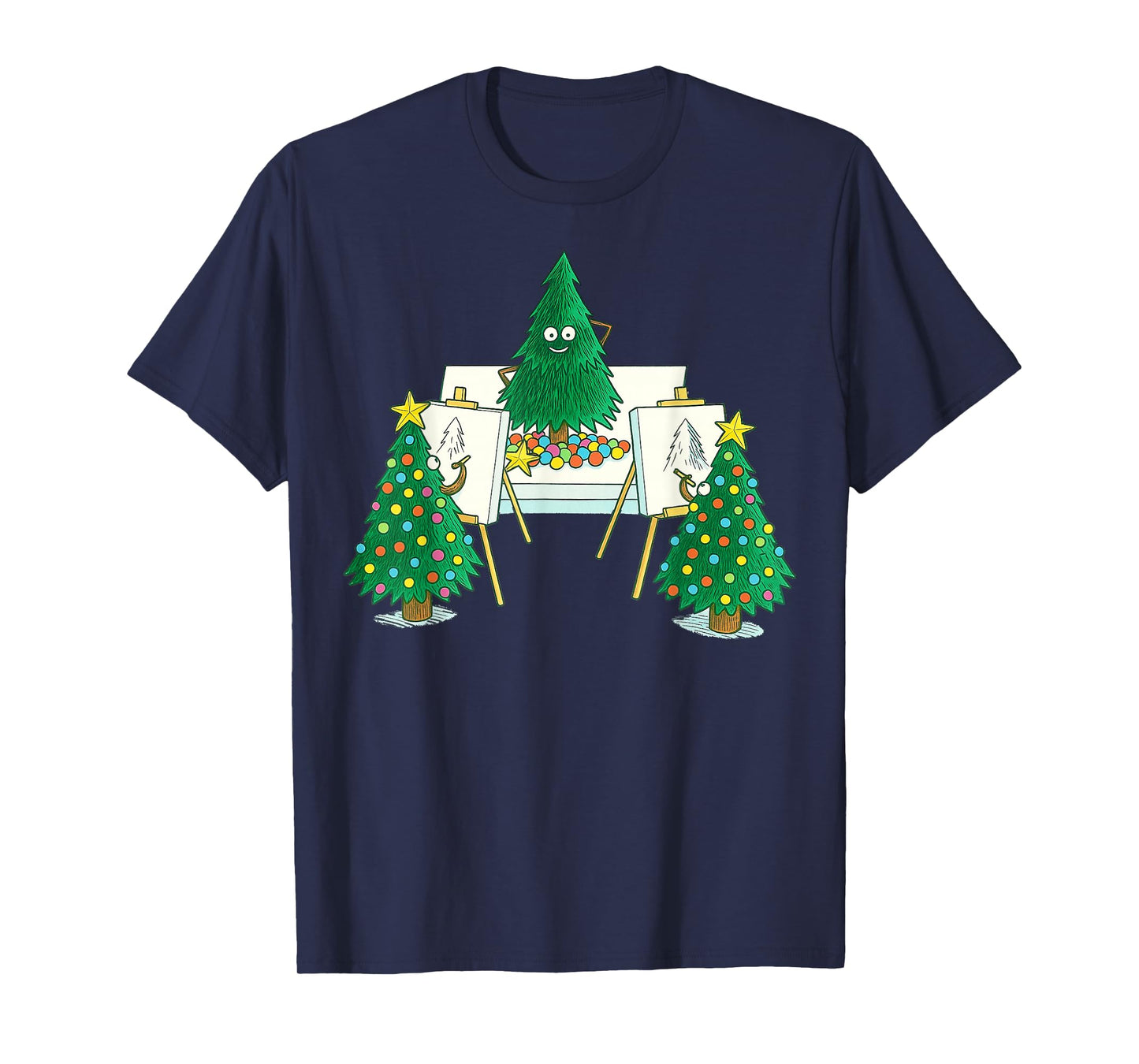 Funny Christmas Art Teacher Christmas Tree Drawing Class Hum T-Shirt