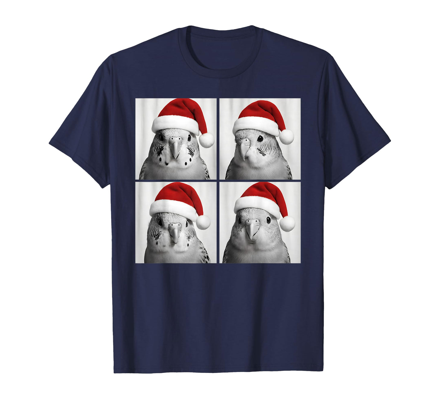 Funny Christmas Budgie Bird Santa Photo Booth T-Shirt