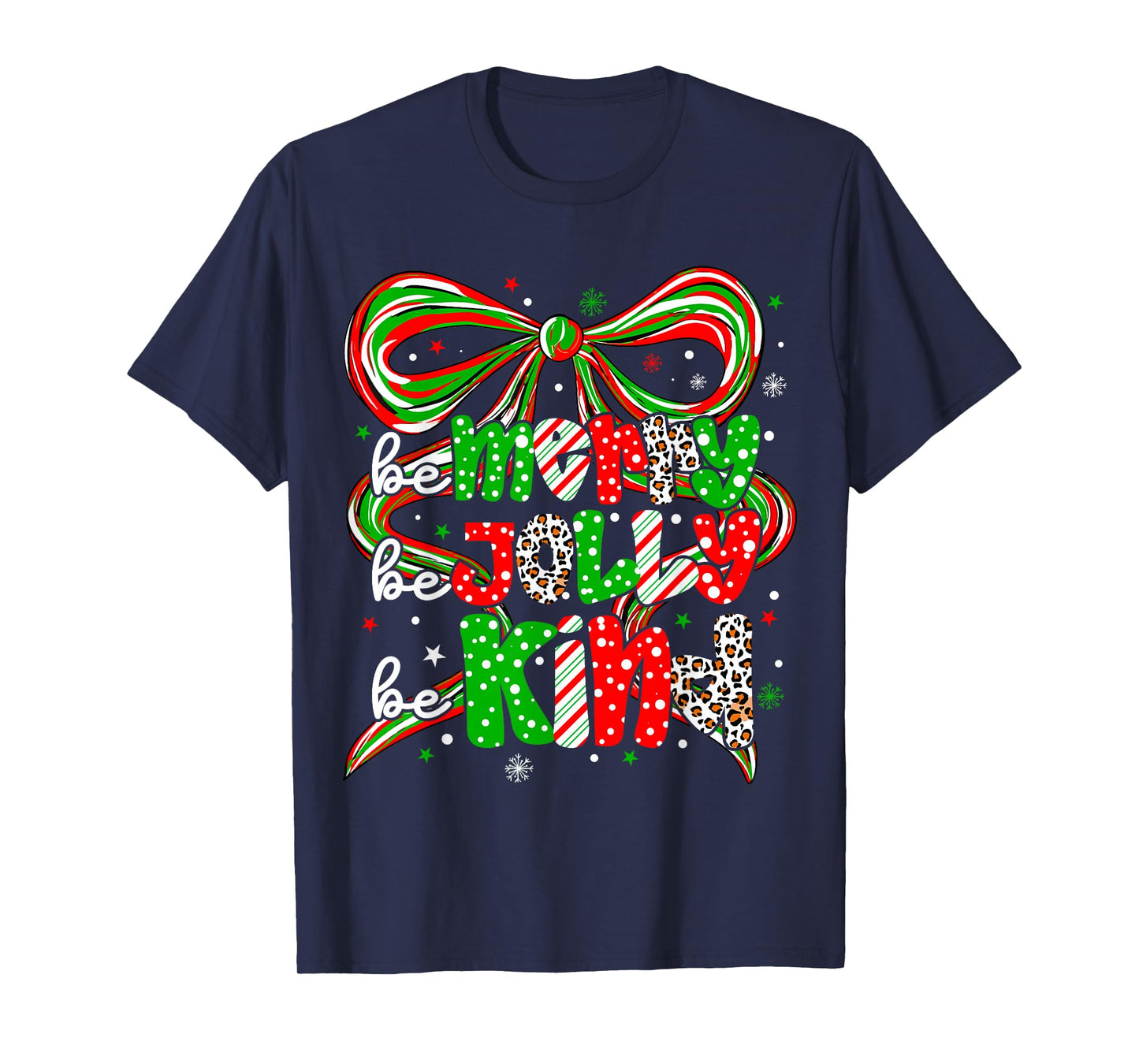Merry Be Jolly Be Kind Merry Christmas Teacher Xmas Bow Pjs T-Shirt
