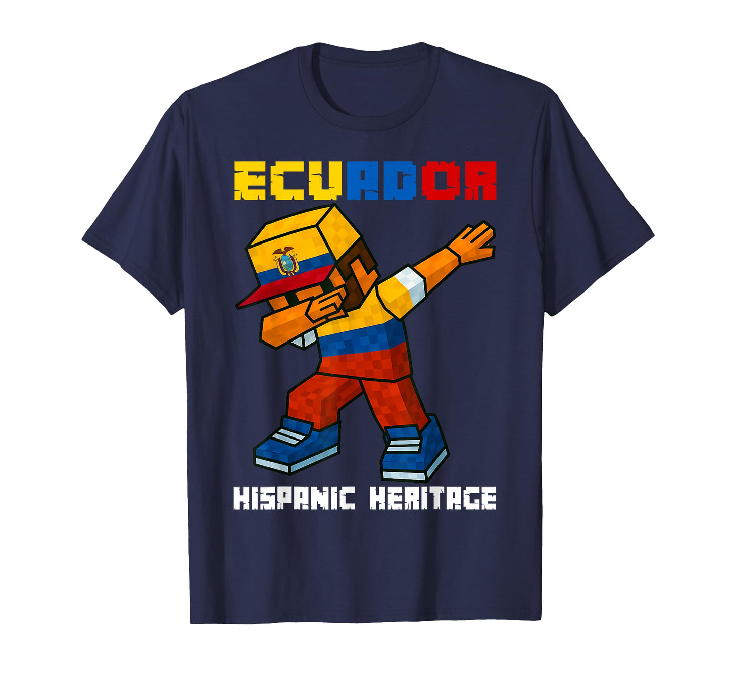 Ecuador Dab Boy Game Pixel Hispanic Heritage Ecuadorian Kids T-Shirt