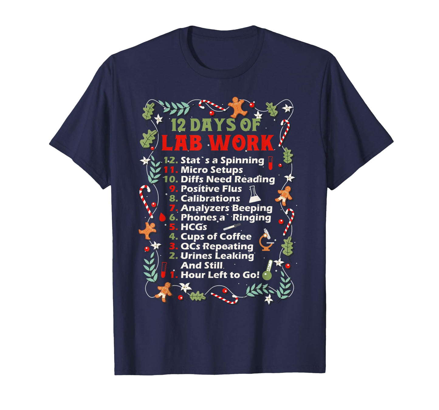 12 days of lab technician Christmas funny medical laboratory T-Shirt