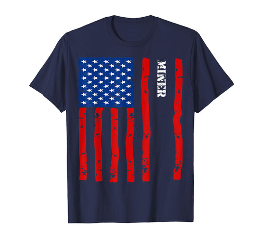 Cool Miner Accessories Things Stuff USA Flag T-Shirt for Women Kids Men