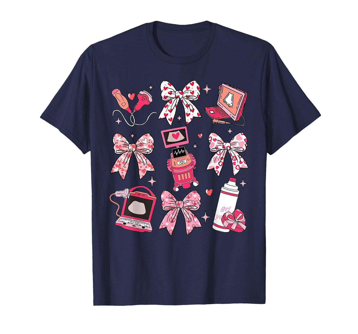 Coquette Bow Sonographer Valentine Ultrasound Tech OB Tech T-Shirt