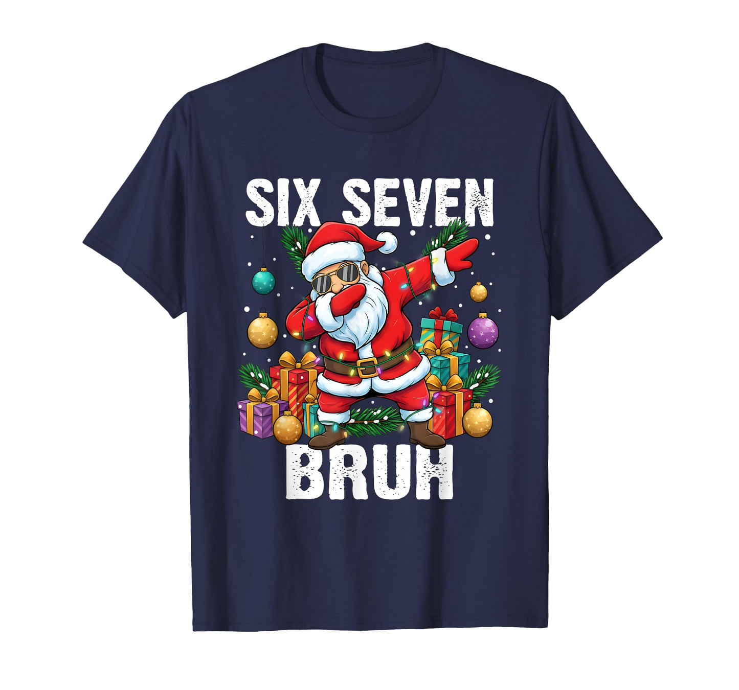 6-7 Bruh Christmas Cool Dabbing Santa Six Seven Meme Boys T-Shirt