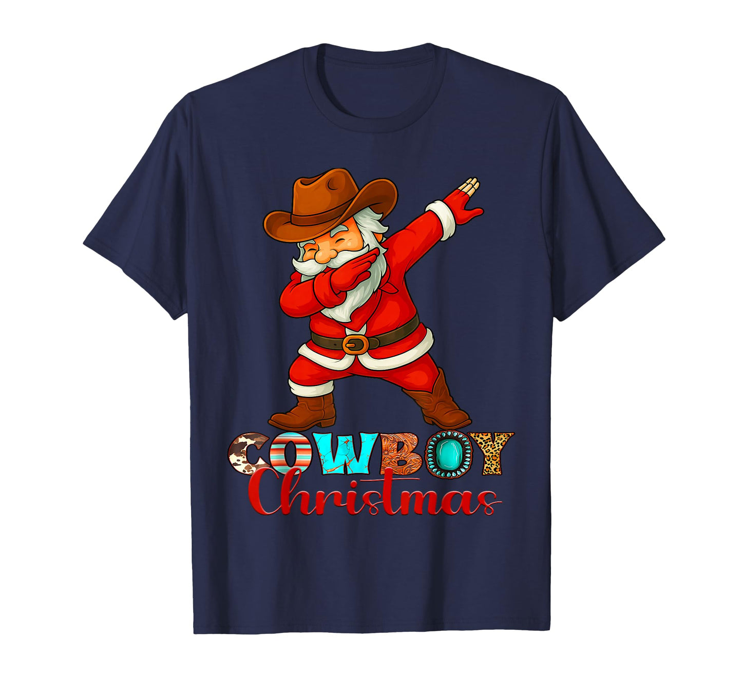 Cowboy Christmas Santa Dabbing Xmas Men Women Kids Outfit T-Shirt