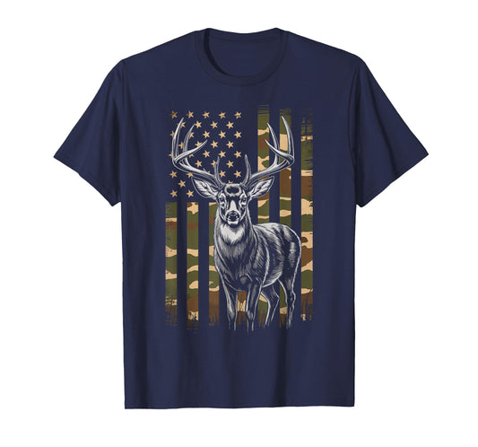 Deer Hunting Hunter US Flag T-Shirt