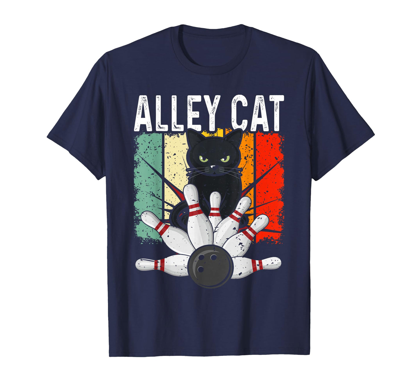 Retro Bowling Vintage Bowler Alley Cat Vintage T-Shirt